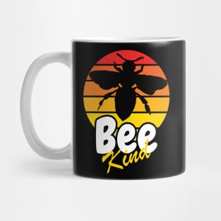 Bee Kind Inspirational Quote With Bee Silhouette And Retro Sunset Mug